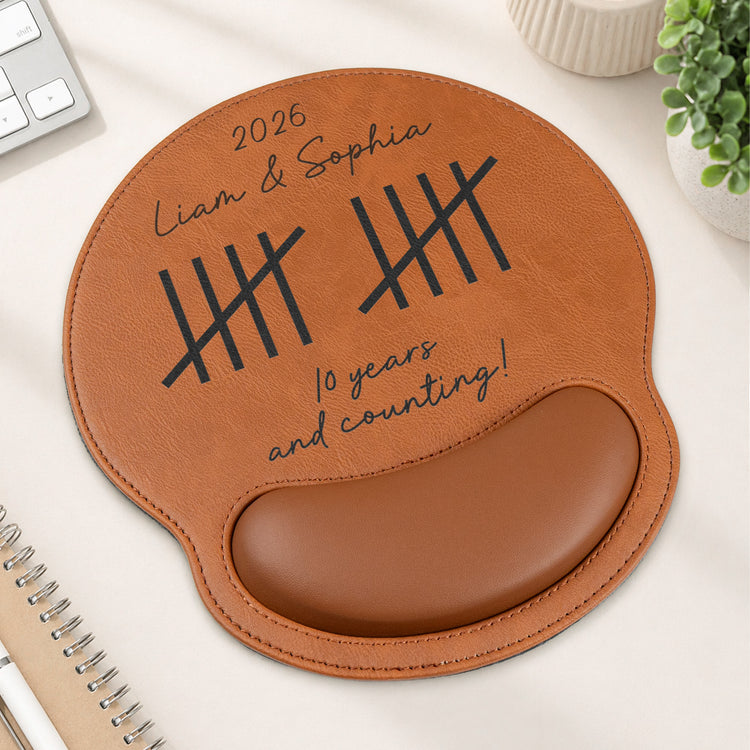 Custom-Anniversary Leather Mouse Pad Couple Gift For Him - Personalized Mouse Pad 1