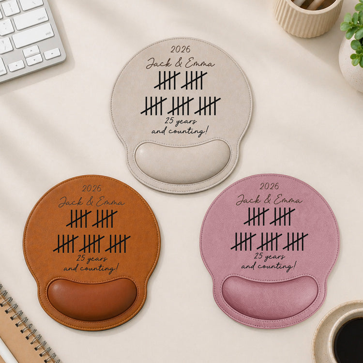 Custom-Anniversary Leather Mouse Pad Couple Gift For Him - Personalized Mouse Pad 2