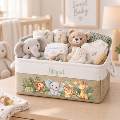 Custom Baby Boy Girl Nursery Storage Baby Shower, Baptism Gifts - Personalized Storage Basket