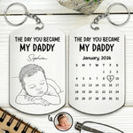 Custom Baby Photo Sketch Line Art Father's Day Gift For New Dad, Husband - Personalized Keychain