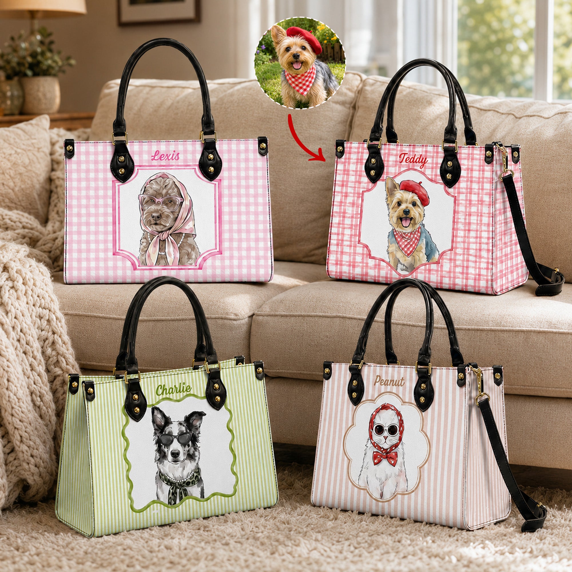 Custom-Bag-With-Pet-Photo-Watercolor-Personalized-Leather-Bag-1