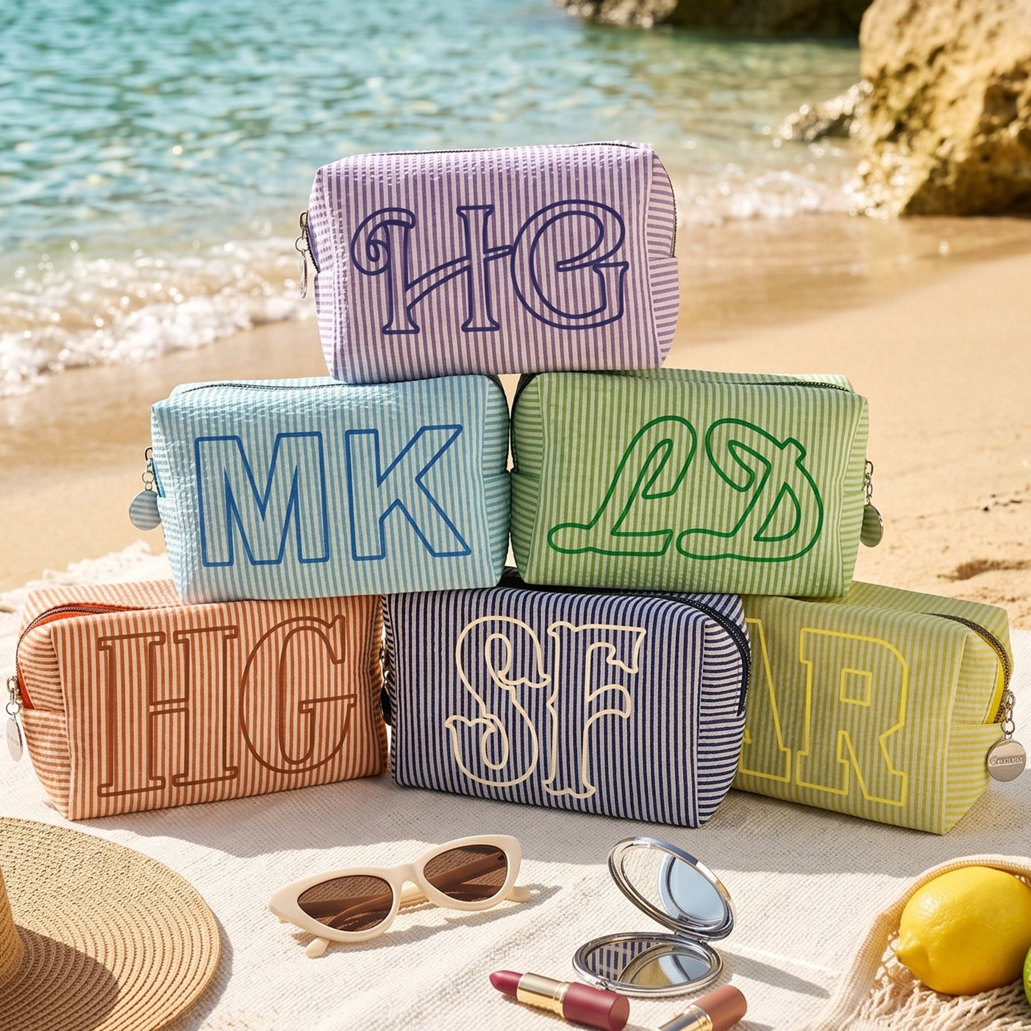 Custom-Beach-Bag-Striped-Reusable-For-Bridesmaid,-Besties-Summer-Travel-Trip-Personalized-Makeup-Bag1