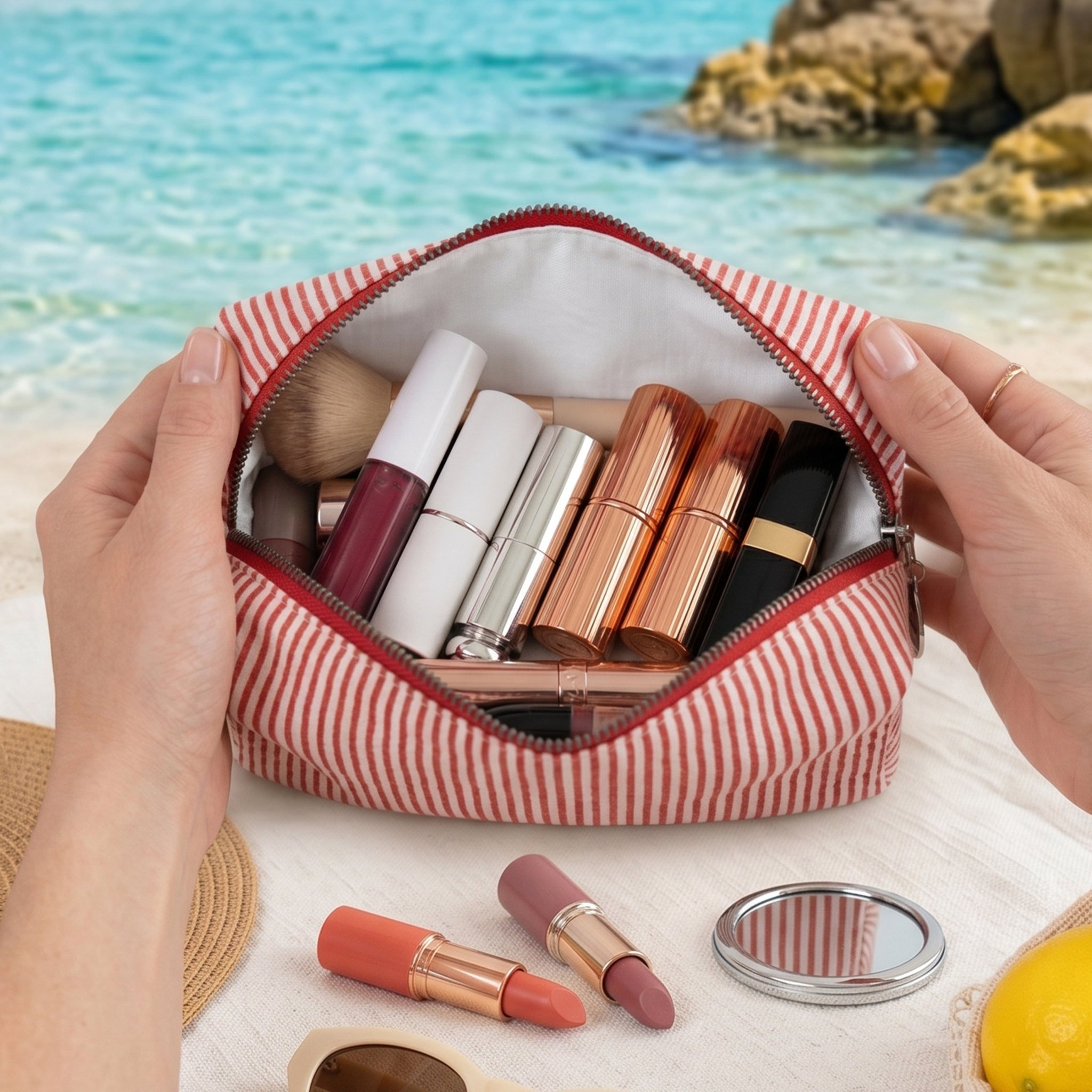 Custom-Beach-Bag-Striped-Reusable-For-Bridesmaid,-Besties-Summer-Travel-Trip-Personalized-Makeup-Bag4