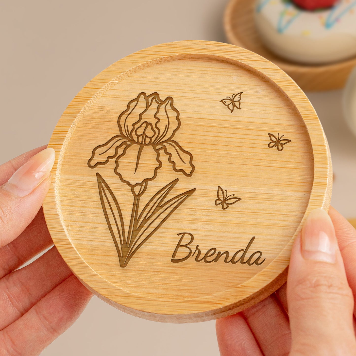 Custom Birth Flower - Personalized Wooden Coaster