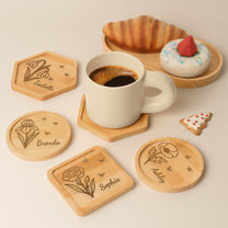 Custom Birth Flower - Personalized Wooden Coaster
