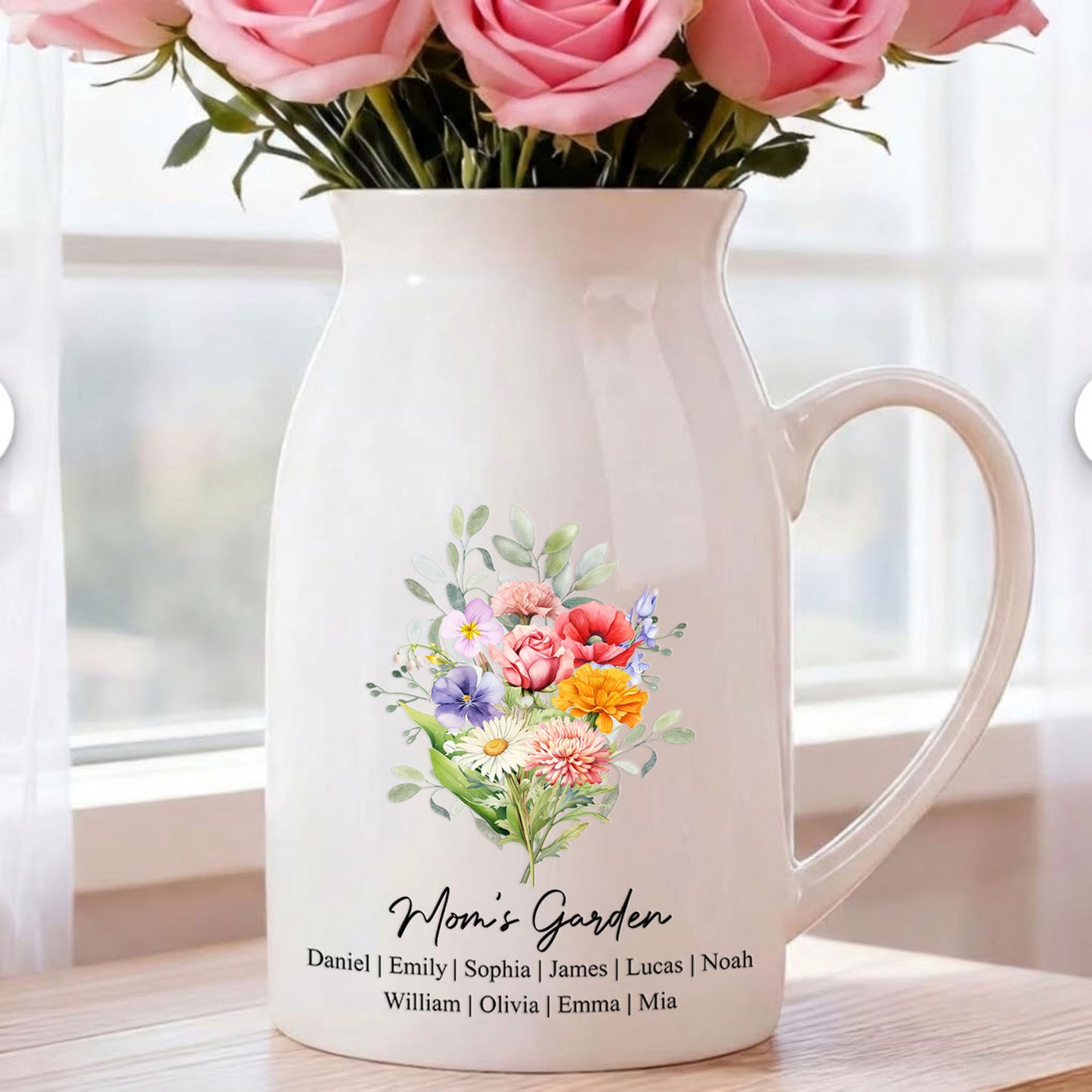 Custom-Birth-Flower-Bouquet-Flowers-Gift-For-Mom,-Grandma,-Family-Personalized-Vase-1