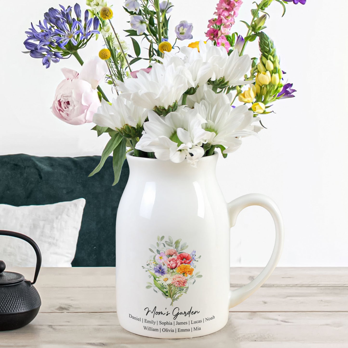 Custom-Birth-Flower-Bouquet-Flowers-Gift-For-Mom,-Grandma,-Family-Personalized-Vase-3