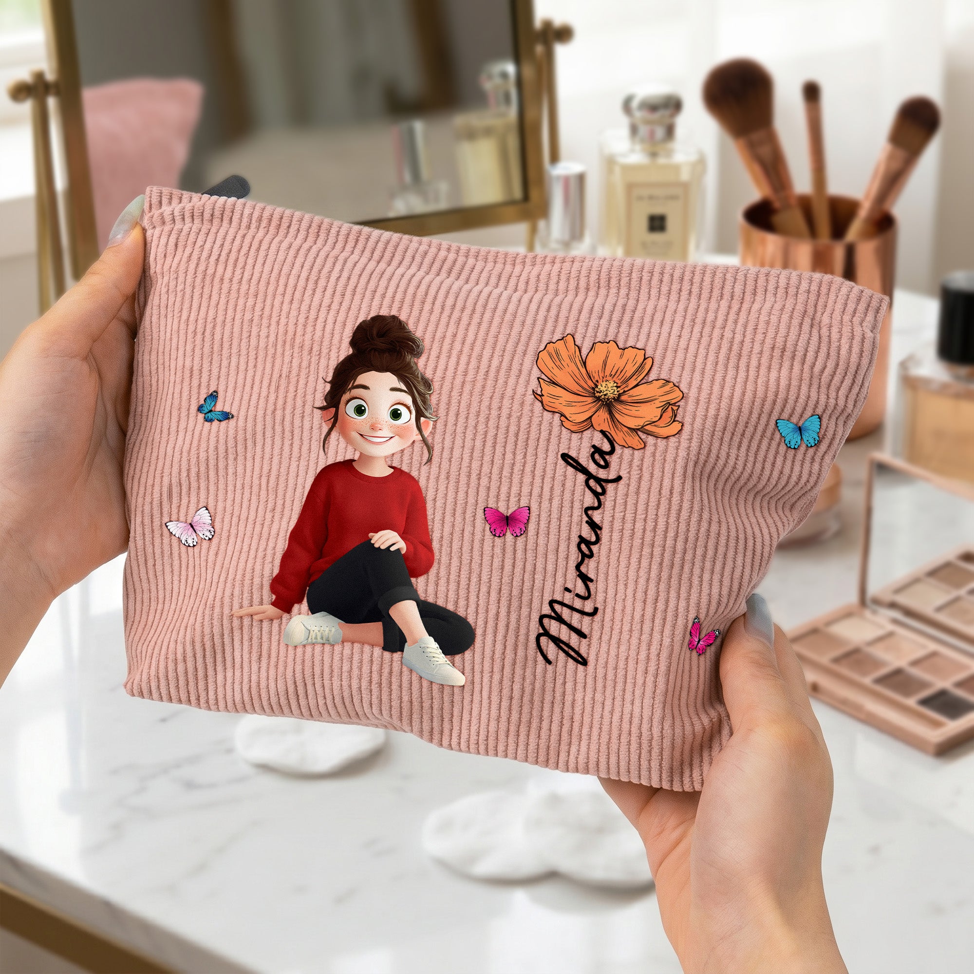 Custom-Birth-Flower-&-Cute-Character-For-Her,-Coworker,-Friends,-Daughter-Personalized-Makeup-Bag-2