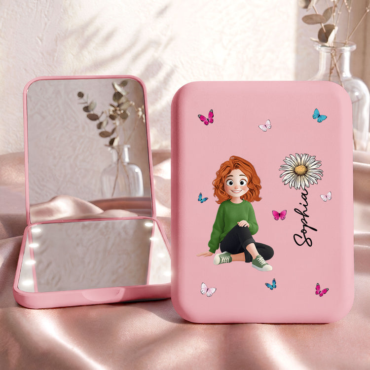 Custom-Birth-Flower-&-Cute-Character-For-Her,-Coworker,-Friends,-Daughter-Personalized-Mirror-1