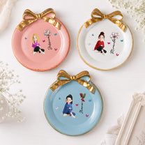 Custom-Birth-Flower-&-Cute-Character-For-Her,-Coworkers,-Friends,-Daughter,-Granddaughter-Personalized-Jewelry-Dish1