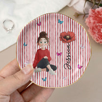 Custom-Birth-Flower-&-Cute-Character-For-Her,-Coworkers,-Friends,-Daughter-Personalized-Jewelry-Dish-2