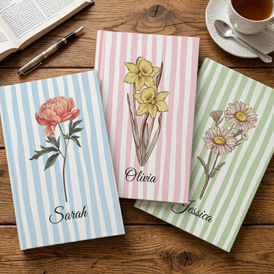Custom Birth Flower Gift For Her, Friends, Sisters, Coworker - Personalized Journal
