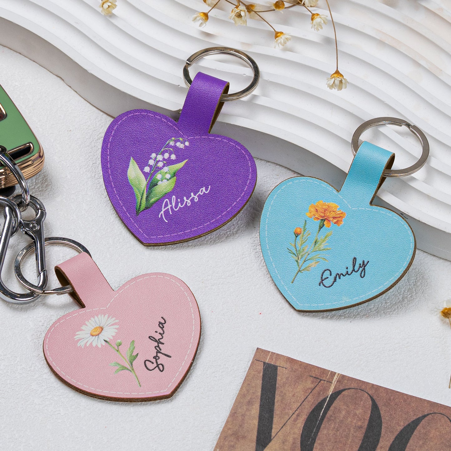 Custom-Birth-Flower-Keychain-With-Name-Personalized-Leather-Keychain1
