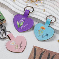 Custom-Birth-Flower-Keychain-With-Name-Personalized-Leather-Keychain1