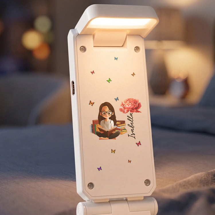 Custom-Birth-Flower,-Name-&-Cute-Avatar-For--Book-Lovers--Personalized-Reading-Lamp-4