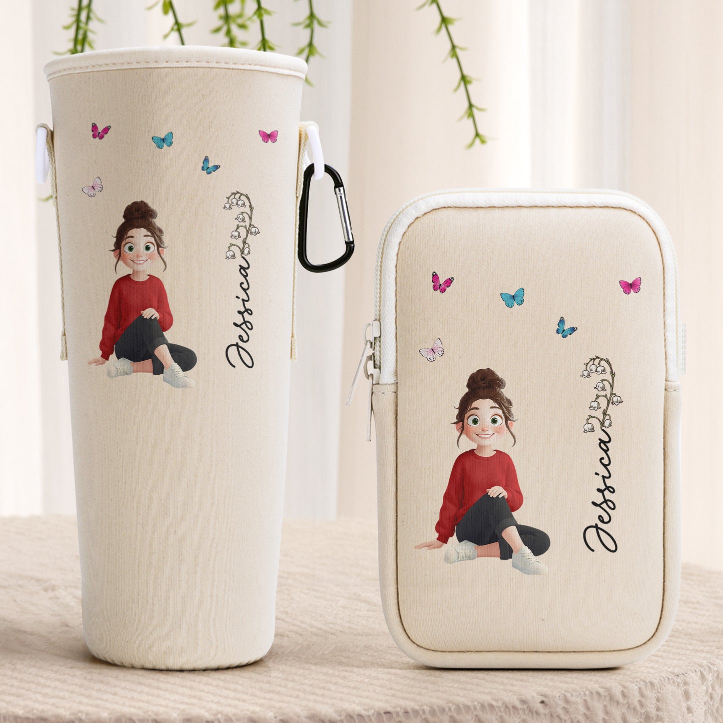 Custom-Birth-Flower,-Name-&-Cute-Character-For-Her-Custom-Water-Bottle-Carrier-Bag2