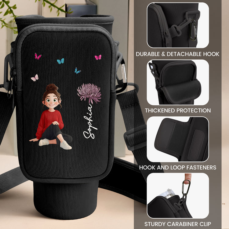 Custom-Birth-Flower,-Name-&-Cute-Character-For-Her-Custom-Water-Bottle-Carrier-Bag8