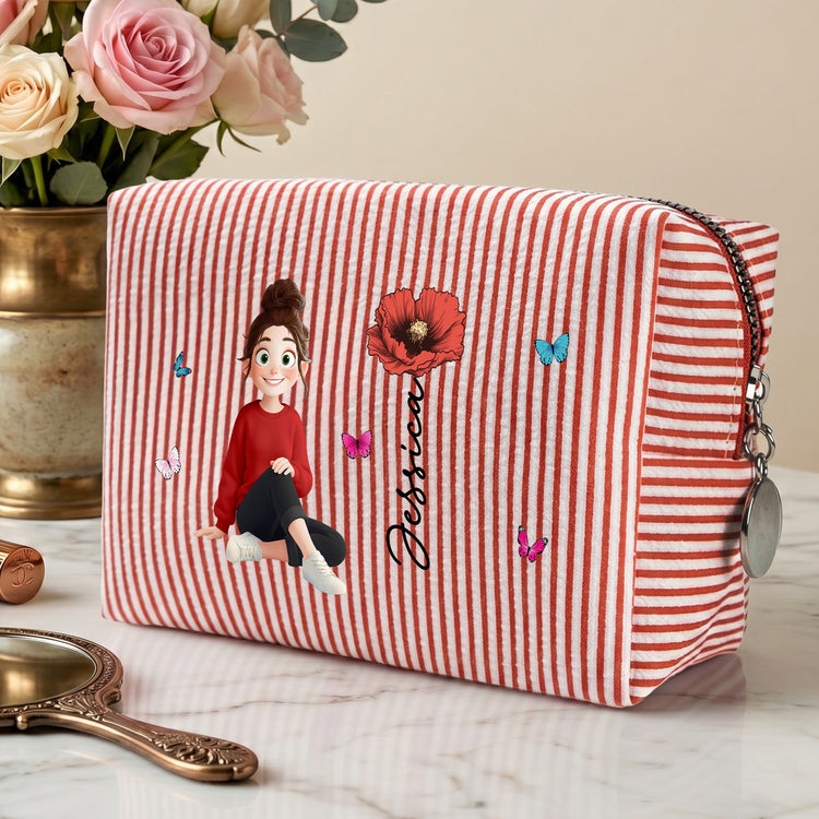 Custom-Birth-Flower,-Name-&-Cute-Character-For-Her-Personalized-Makeup-Bag-1