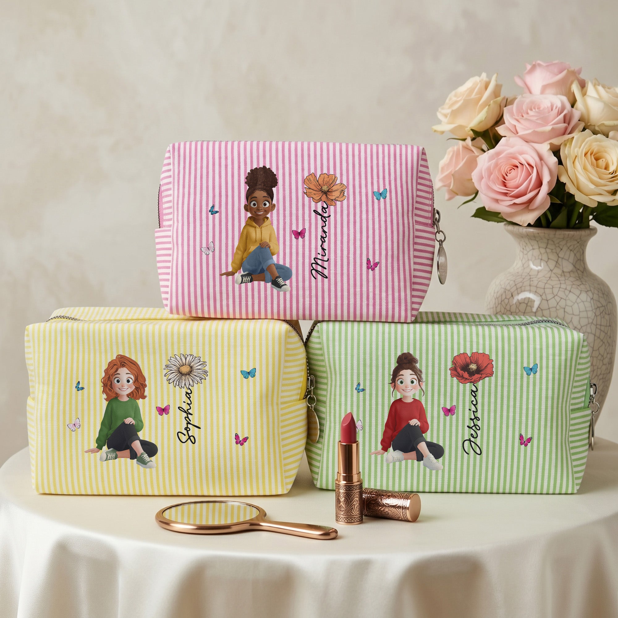 Custom-Birth-Flower,-Name-&-Cute-Character-For-Her-Personalized-Makeup-Bag-2