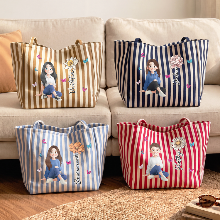 Custom-Birth-Flower,-Name-&-Cute-Character-For-Her-Personalized-Tote-Bag-1