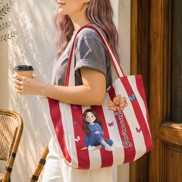 Custom-Birth-Flower,-Name-&-Cute-Character-For-Her-Personalized-Tote-Bag-3