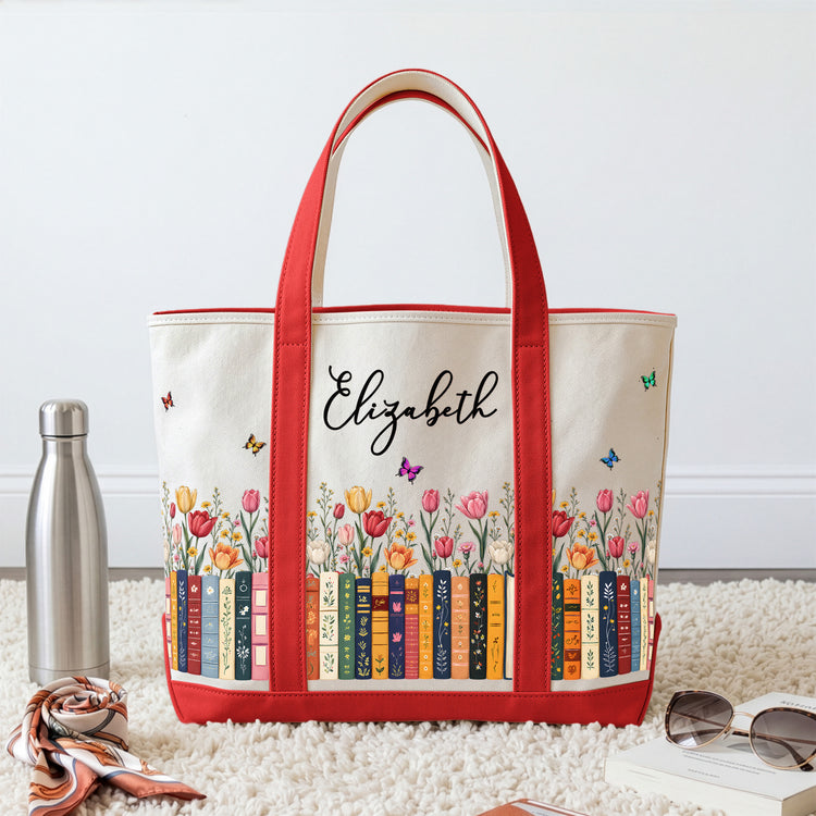 Custom-Birth-Flower-&-Name-For-Book-Lovers,-Daughter,-Sister,-Book-Club-Personalized-Tote-Bag-2