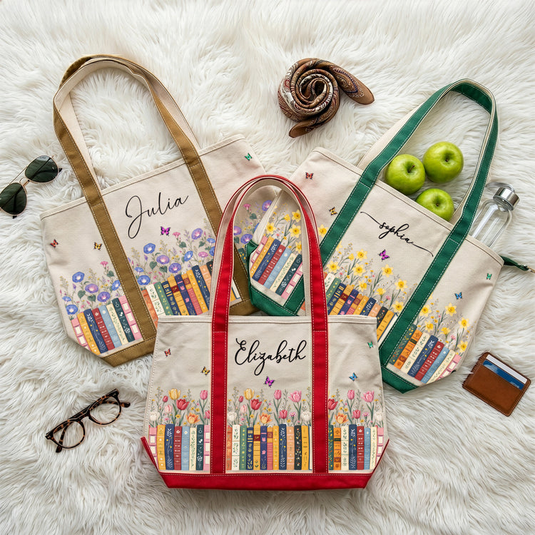Custom-Birth-Flower-&-Name-For-Book-Lovers,-Daughter,-Sister,-Book-Club-Personalized-Tote-Bag-4