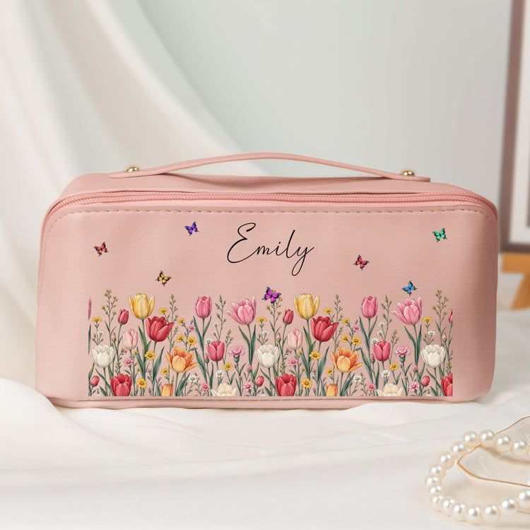 Custom-Birth-Flower-&-Name-For-Friends,-Daughter,-Granddaughter,-Coworkers-Personalized-Makeup-Bag-1