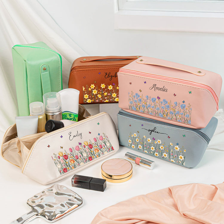 Custom-Birth-Flower-&-Name-For-Friends,-Daughter,-Granddaughter,-Coworkers-Personalized-Makeup-Bag-2