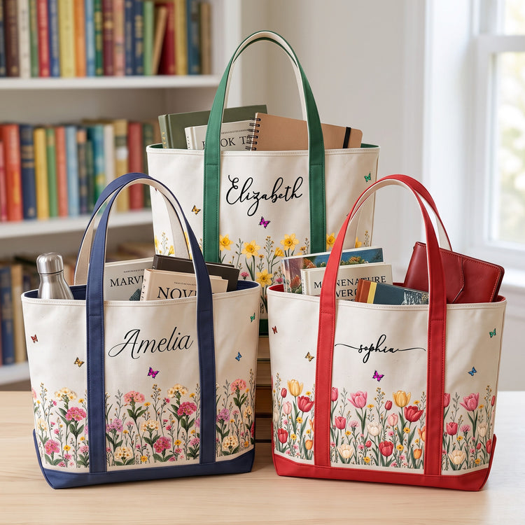 Custom-Birth-Flower-&-Name-For-Friends,-Daughter,-Granddaughter,-Coworkers-Personalized-Tote-Bag-1