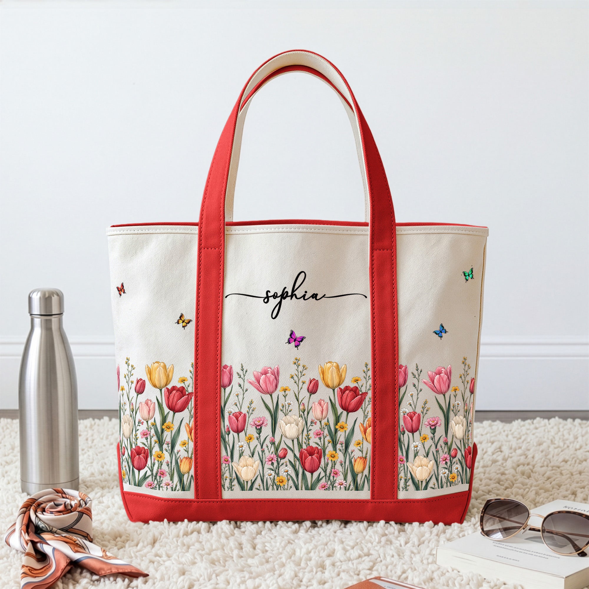 Custom-Birth-Flower-&-Name-For-Friends,-Daughter,-Granddaughter,-Coworkers-Personalized-Tote-Bag-2