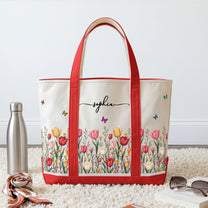 Custom-Birth-Flower-&-Name-For-Friends,-Daughter,-Granddaughter,-Coworkers-Personalized-Tote-Bag-2