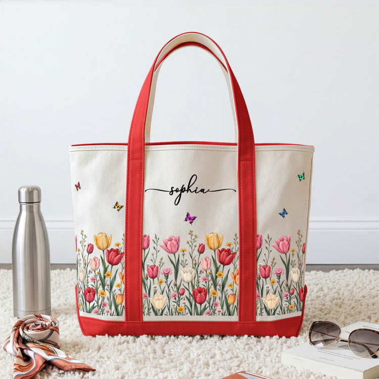 Custom-Birth-Flower-&-Name-For-Friends,-Daughter,-Granddaughter,-Coworkers-Personalized-Tote-Bag-2