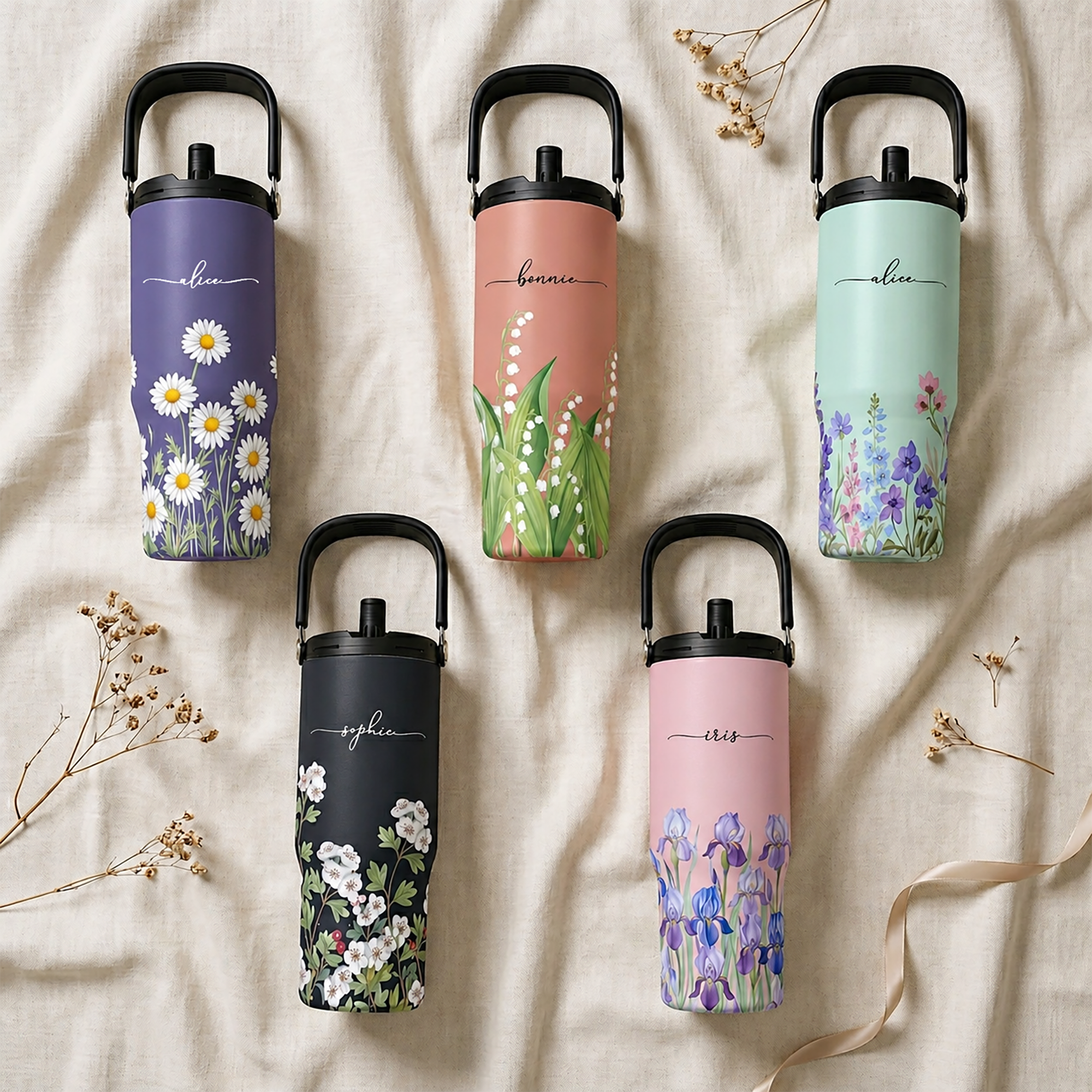 Custom_Birth_Flower_Name_For_Her_Coworkers_Friends_Teacher_Personalized_30oz_Tumbler_1