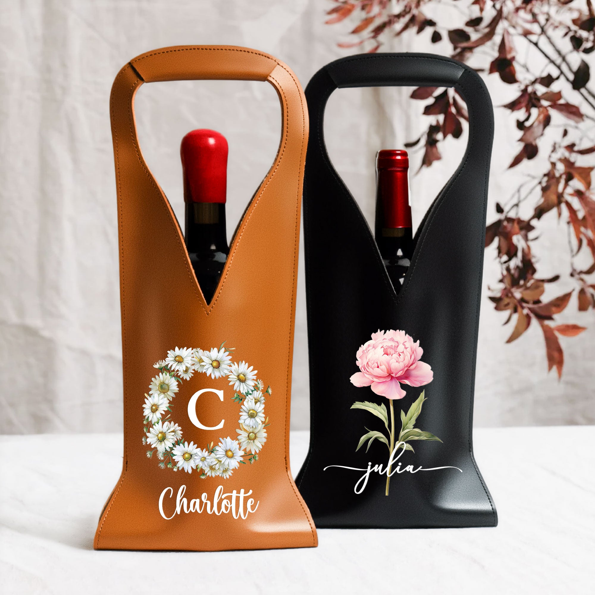 Custom-Birth-Flower-&-Name-For-Her,-Friends,-Sisters,-Wine-Lovers-Personalized-Leather-Wine-Bag-1