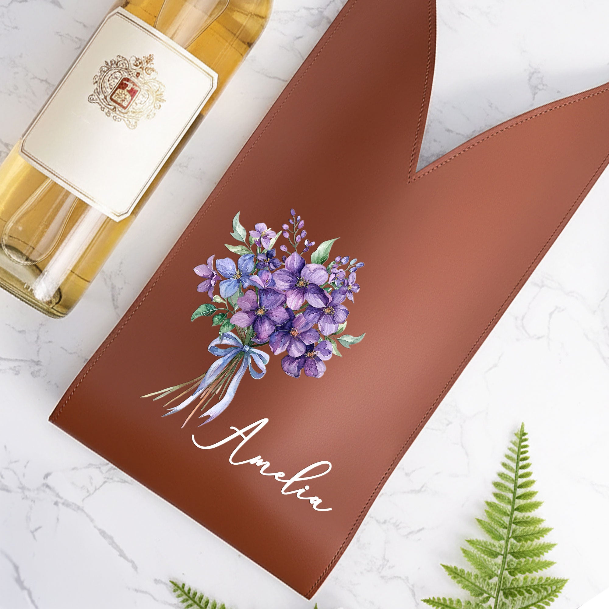 Custom-Birth-Flower-&-Name-For-Her,-Friends,-Sisters,-Wine-Lovers-Personalized-Leather-Wine-Bag-2