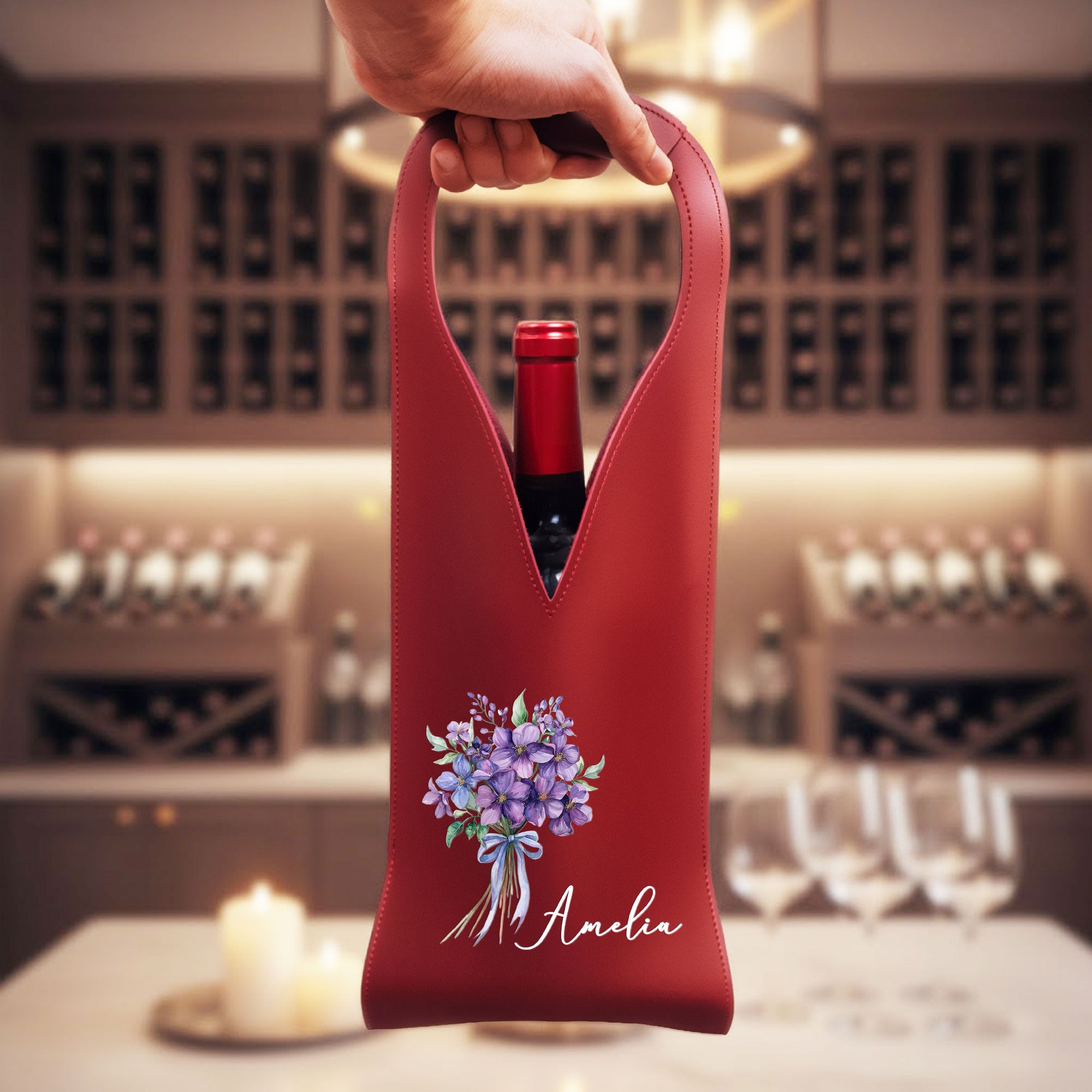 Custom-Birth-Flower-&-Name-For-Her,-Friends,-Sisters,-Wine-Lovers-Personalized-Leather-Wine-Bag-4