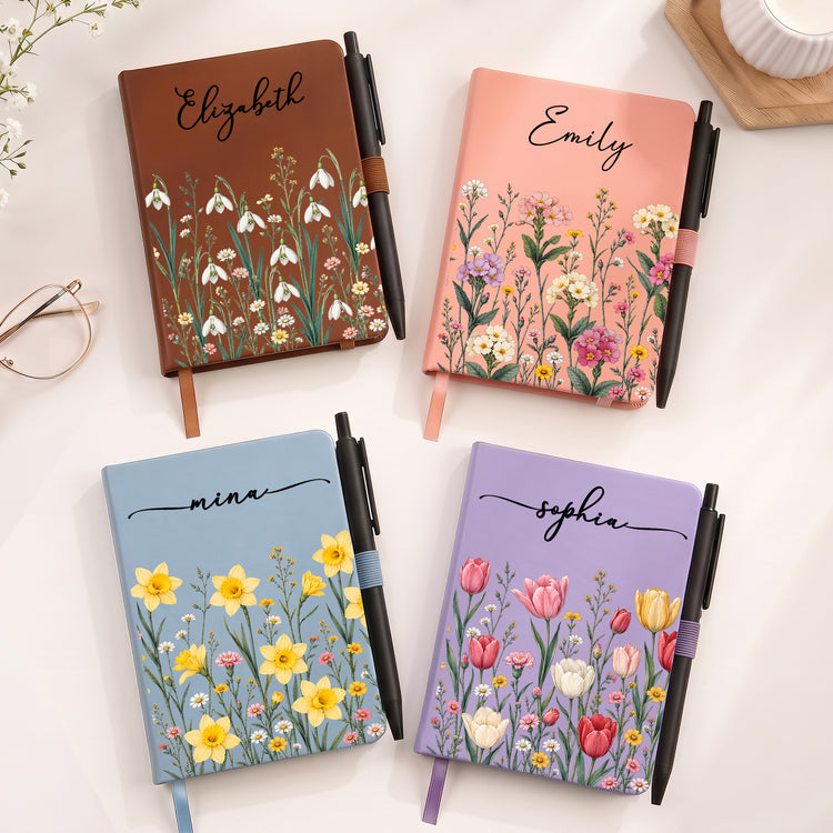 Custom-Birth-Flower-&-Name-For-Her,-Gift-For-Friend,-Coworker,-Daughter,-Teacher-Personalized-Journal-1