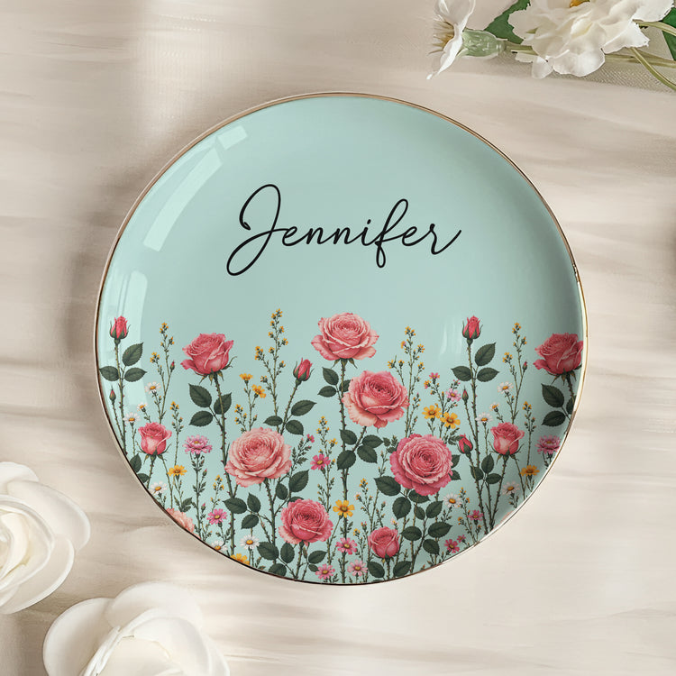 Custom-Birth-Flower-&-Name-For-Her,-Gift-For-Friends,-Coworkers,-Daughters,-Sisters-Personalized-Jewelry-Dish-2