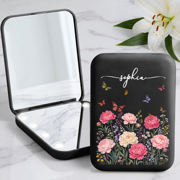 Custom-Birth Flower & Name For Her, Gift For Friends, Coworkers, Daughters, Sisters - Personalized Mirror 2