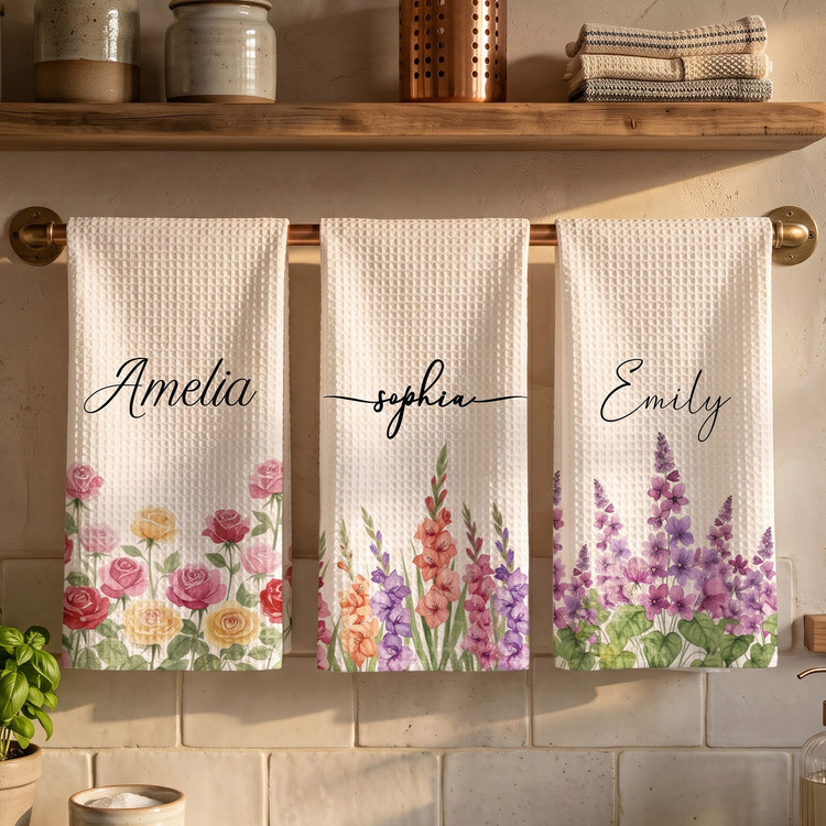 Custom-Birth-Flower-&-Name-For-Her-Kitchen,-Grandma,-Mom,-Wife,-Friends-Personalized-Kitchen-Towel-1