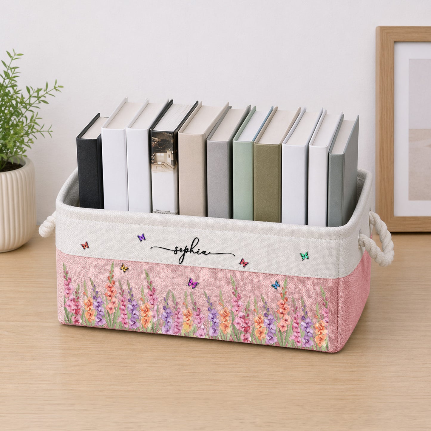 Custom-Birth-Flower-&-Name-For-Her,-Wife,-Daughter,-Sister,-Coworker-Personalized-Storage-Basket-1