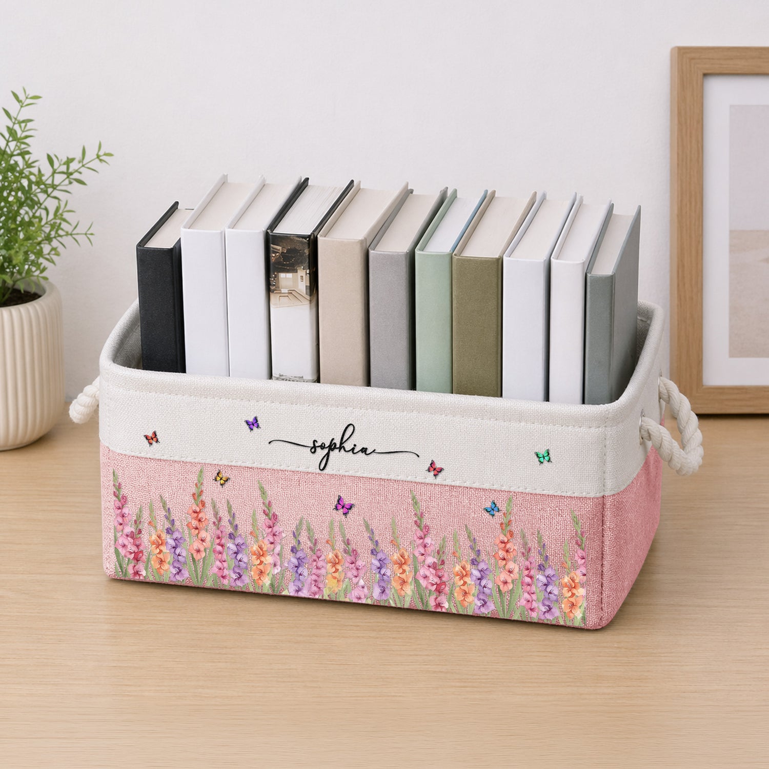 Custom-Birth-Flower-&-Name-For-Her,-Wife,-Daughter,-Sister,-Coworker-Personalized-Storage-Basket-1
