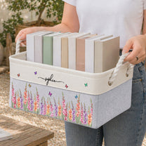 Custom-Birth-Flower-&-Name-For-Her,-Wife,-Daughter,-Sister,-Coworker-Personalized-Storage-Basket-2