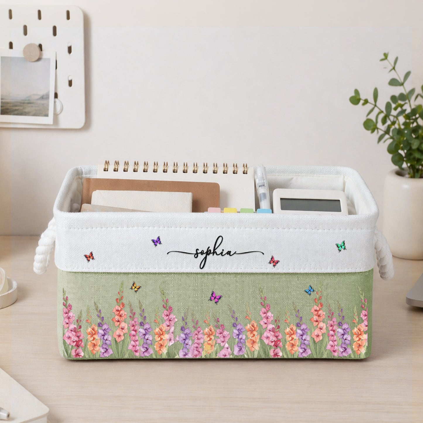 Custom-Birth-Flower-&-Name-For-Her,-Wife,-Daughter,-Sister,-Coworker-Personalized-Storage-Basket-3