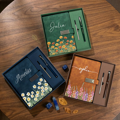 Custom-Birth-Flower-&-Name-For-Her,-Wife,-Daughter,-Sister-Personalized-Notebook-Set-2