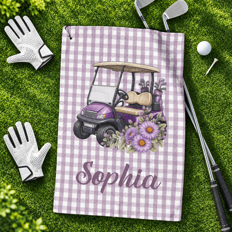 Custom-Birth-Flower-&-Name-Gift-For-Golf-Girls,-Golf-Lovers-Personalized-Golf-Towel-1
