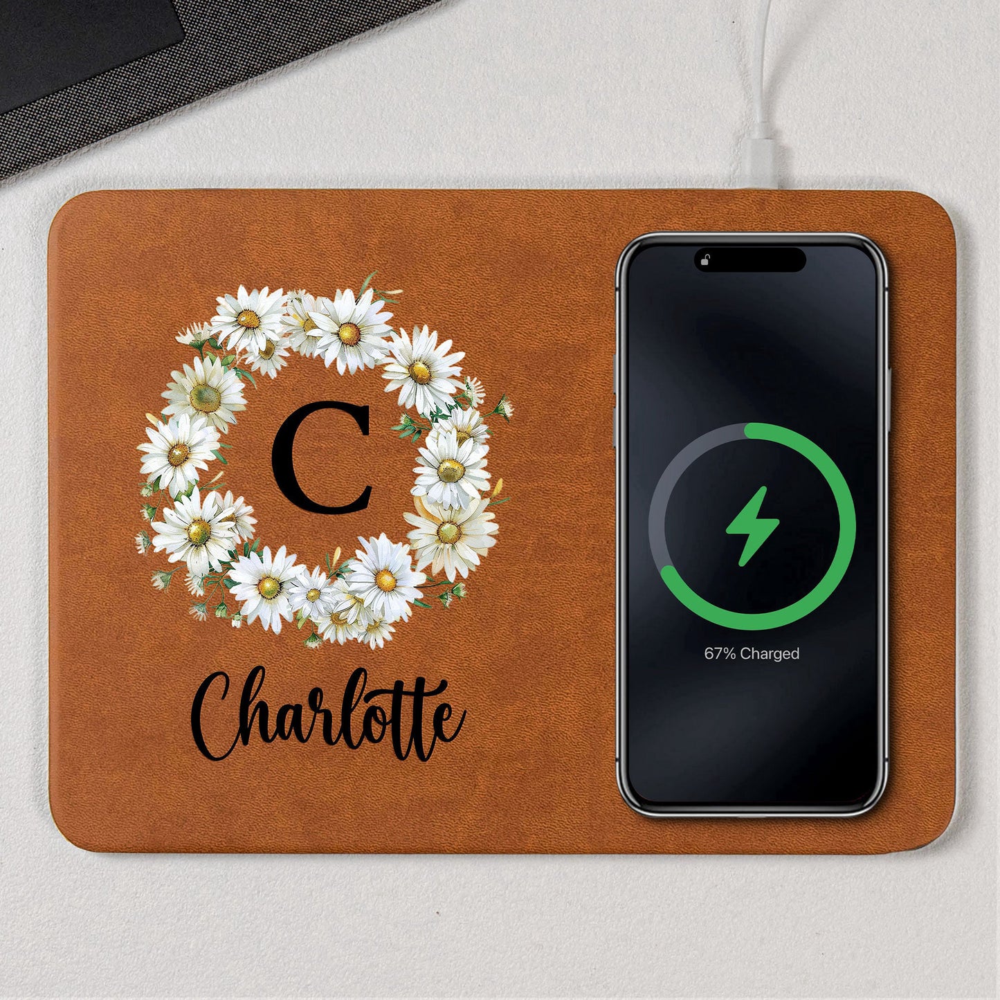 Custom_Birth_Flower_Name_Gift_For_Her_Coworkers_Wife_Daughter_Personalized_Leather_Charging_Mat_1