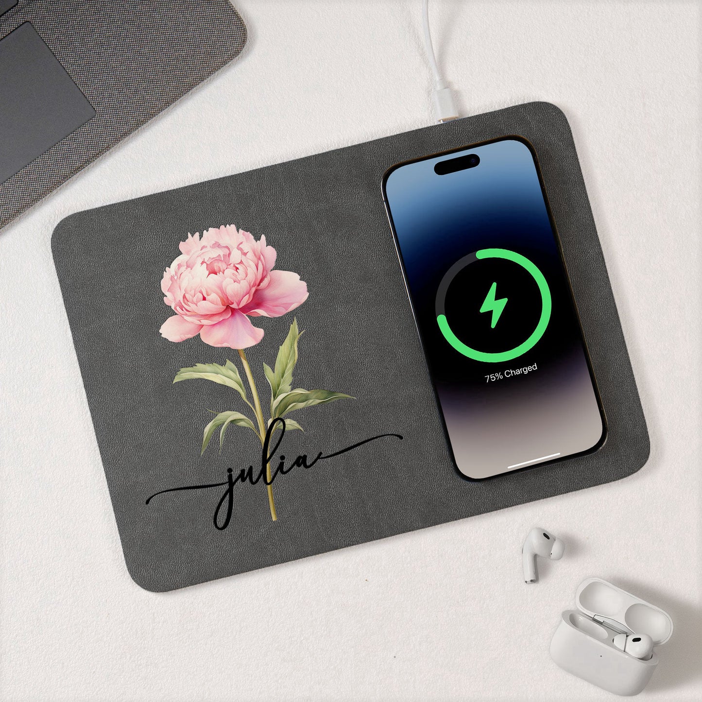 Custom_Birth_Flower_Name_Gift_For_Her_Coworkers_Wife_Daughter_Personalized_Leather_Charging_Mat_3