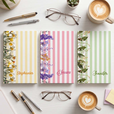 Custom Birth Flower & Name Gift For Her, Daughter, Friend - Personalized Journal